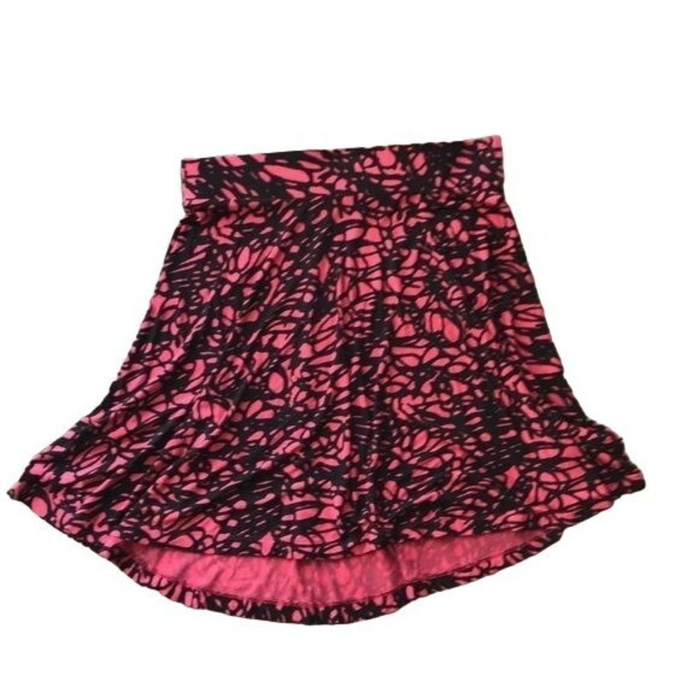 Loft Small Pink and Black Abstract Soft Flowy Skirt Workwear Casual Comfort